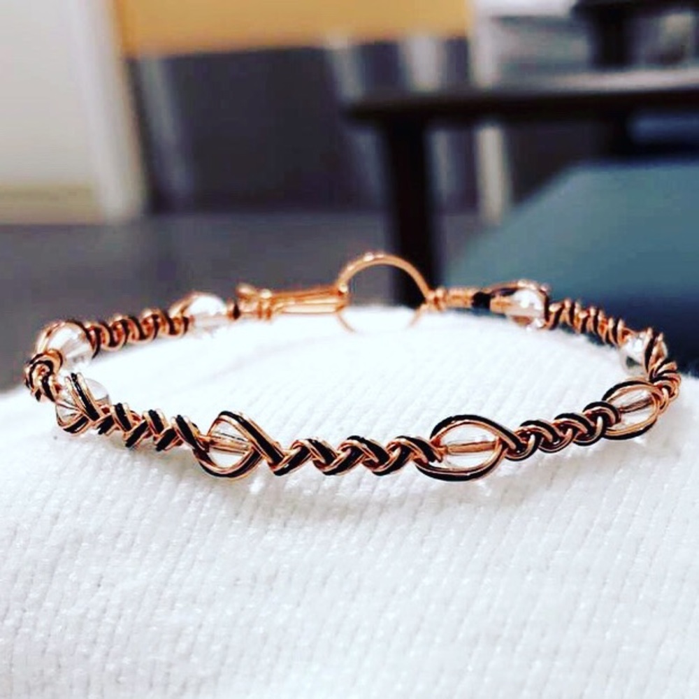 Copper wrap beaded bracelet